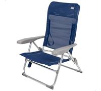AKTIVE Sedia da spiaggia pieghevole sottile, multiposizione, antiribaltamento, blu navy, Misure 47x56x89cm, Materiale: alluminio, 6 posizioni, Resistente, peso massimo supportato 110 kg (62660)