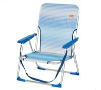 AKTIVE Sedia da spiaggia pieghevole, Strisce blu, 44x40x72 cm, Con freni antiribaltamento, Tracolla, Supporta 110 kg, Seduta bassa, Struttura in alluminio