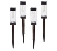 AKTIVE Set 4 fari solari a LED 6 lumen, illuminazione esterna per giardino e vialetti, luce calda, con picchetto, ricarica solare, pulsante ON/OFF, IP44, autonomia 8h, installazione senza fili (61575)