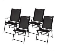AKTIVE Set di 4 sedie pieghevoli, realizzate in textilene e acciaio, piegate Slim effetto piatto, colore nero, con braccioli, max 110 kg, design leggero e compatto, Optimas per giardino o terrazza