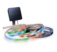 AKTIVE Striscia LED solare autoadesiva multicolore, 90 luci LED - 3 m di luce multicolore e 4 metri di estensione, Sistema di ricarica solare con 5 lumen di potenza, Impermeabile con protezione IP44