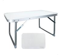 AKTIVE Tavolo da spiaggia pieghevole, Tavolo da spiaggia basso, 60x40x40cm, bianco, struttura in metallo, piano in legno, piccolo tavolo da campeggio pieghevole, piedini antiribaltamento, Campeggio