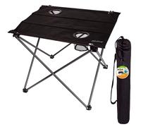 AKTIVE Tavolo da campeggio in tessuto, tavolo pieghevole, tavolo da campeggio leggero, 61x50x51 cm, supporta 30 kg, gambe in acciaio, piedini antiribaltamento, nero, Campeggio