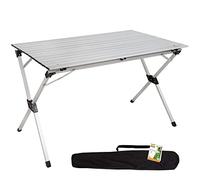 AKTIVE Tavolo pieghevole leggero, tavolo da campeggio in alluminio, piano laminato, 110 x 70 x 70 cm, con borsa per il trasporto, piedini antiscivolo, per 6 persone, Campeggio