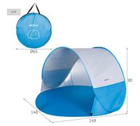 AKTIVE Tenda Spiaggia Pop up, Blu, 148 x 148 x 90 cm, Rivestimento Argento, Protezione UV50, Include 4 picchetti, Poliestere, Paravento Pieghevole, Borsa Trasporto, Rifugio Pesca (62529)