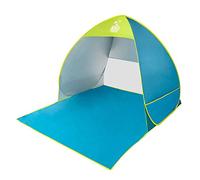 AKTIVE Tenda da spiaggia pop-up blu e verde, protezione solare UV50, design semi-chiuso con ventilazione, struttura pieghevole leggera, 130x130x110 cm, borsa per il trasporto (62165)