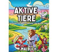 AKTIVE TIERE MALBUCH FÜR KINDER AB 4-8: Tier-Malbuch für Kinder mit Kampfsport, Yoga und Sport-Themen