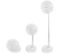 AKTIVE Ventilatore a batteria, pieghevole compatto, 19,7x19,7x19,7x97,5 cm, 4 modalità d'aria, durata 2-6 ore, tubo telescopico 36-83 cm, caricatore USB incluso