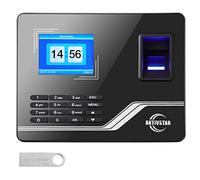 Aktivstar Controllo Orario Dipendenti, Scheda con Schermo, Memoria USB da 8GB, Macchina di Assistenza Biometrica con Capacità di 1000 Impronte Sistema Spagnolo, Senza Connessione Internet