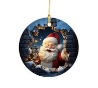 AKTOUR Alberi di Natale in vetro con pinguino di Natale stampato ornamenti da appendere stampati ornamenti da appendere ciondolo natalizio cartone animato carino doppio stampato ornamento acrilico