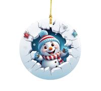 AKTOUR Alberi di Natale in vetro stampati pinguino di Natale ornamenti da appendere stampati ornamenti da appendere ciondolo natalizio cartone animato carino doppio stampato ornamento acrilico grande
