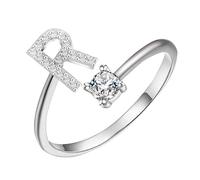 AKTOUR Anelli Da Cucina per Uomini per Coppia Sessuale lettera iniziale delicati regolabili Anelli con lettera iniziale in argento Gioielli per donne e ragazze Organizzatore Di Anelli (R, 字母0.9x0.5cm