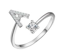 AKTOUR Anelli Da Cucina per Uomini per Coppia Sessuale lettera iniziale delicati regolabili Anelli con lettera iniziale in argento Gioielli per donne e ragazze Organizzatore Di Anelli (A, 字母0.9x0.5cm