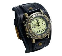 AKTOUR Atomic - Orologio parlante da uomo, in pelle, con fibbia, stile retrò, orologio da polso da uomo, Nero , misura unica