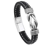 AKTOUR Braccialetto Brillanti insieme Bracciale in pelle intrecciata Bracciale da uomo in acciaio inossidabile ispiratore Regalo di compleanno per la del figlio dalla mamma Bracciali in (Black, One S