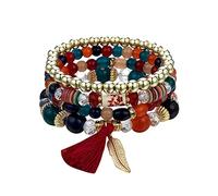 AKTOUR Bracciali Etnici Pietre Dure Bracciale multistrato elasticizzato da donna Set gioielli multicolori Braccialetto Di Corda (Camouflage, One Size)