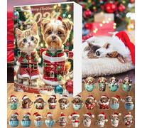 AKTOUR Calendario Avvento Regali 2024 Carino e cane Acrilico Piatto Ciondolo Calendario del conto alla rovescia di 24 giorni Set di conto alla rovescia di Natale 2024 Buon Natale Porta (Khaki, 26x18c