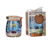 AKTOUR Candela in gel blu viola per riscaldamento, candela in gel oceano, candela profumata a tema oceano, fatta a mano, cera di buccino, cera di buccino, decorativa alta candela portacandele (8 x 8 x