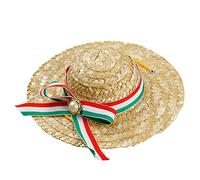 AKTOUR Cappello di compleanno per animali domestici, cappello di paglia intrecciato per cani e gatti, perfetto per feste di Halloween e servizi fotografici, cappello per cani di Halloween, Verde, S