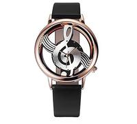AKTOUR Del Tempo Orologio analogico da donna Notazione musicale Orologio al quarzo con note in pelle Orologio da donna alla moda Del Tempo Orologio (Black, One Size)