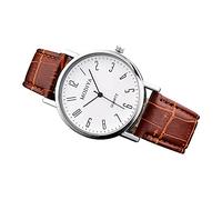 AKTOUR Guarda Lo Zapping Belt Calendario Cinturino da uomo Quadrante da uomo Orologio Da Polso Più Allarmi (Brown, One Size)