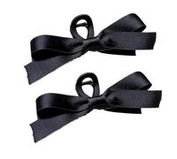 AKTOUR Instant Rose Chignon Grande Fermaglio per Capelli Nero Grande Fiocco Nero Fermaglio per Capelli Accessori per Le Donne Francese Morbido Nastro Fermagli con Fiocco Nodo Estetico Carino Sottile