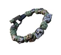 AKTOUR Orecchini Argento 925 Piccoli vintage con scheletro Paracord intrecciato Bracciale gotico con scheletro regolabile con cordino intrecciato Braccialetto Bambine (B, One Size)