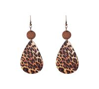 AKTOUR Orecchini Lobo Cerchio impiombati con stampa leopardata Orecchini pendenti Orecchini in PU stile retrò Sacchettini Gioielli (Khaki, One Size)
