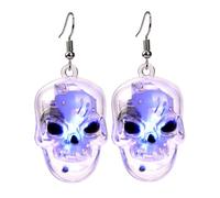 AKTOUR Orecchini Zirconi Pendenti da donna con zucca scheletro LED luminosi Orecchini illuminati Orecchini pendenti con goccia di Halloween che si illuminano al buio Astuccio per Gioielli (Clear, One
