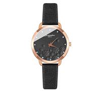 AKTOUR Orologio Pressione Sanguigna Orologio da donna con cinturino in pelle gioielli con diamanti in cristallo Orologio da polso al quarzo analogico con cassa in lega Orologi Orologio (Black, One Si