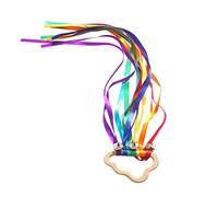 AKTOUR Pista Giocattolo in Legno Bambina Arcobaleno Giocattolo sensoriale Bambino Anello in Legno colorato Fatto a Mano Nuvola con Nastro molare Giocattolo Anello da dentizione Educazione Molto (F, O