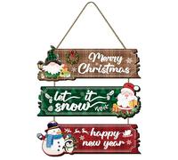 AKTOUR Sacchetti Vestiti Appendere Parete Appeso a Parete Lascia che Nevichi Buon Natale Ornamenti in Legno Cartello Buone Feste per Porta d'Ingresso Portico Interni Esterni Casa Cartolina (Red, 33x2
