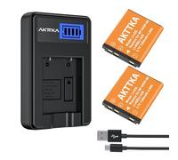 AKTTKA 2 Pezzi 1200mAh Li-42B Li-40B Batteria con Caricabatterie Type-C LCD USB, Ricambio per Fujifilm NP-45, Nikon EN-EL10, Olympus LI-42B LI-40B, Kodak KLIC-7006, Casio NP-80, Pentax D-Li63
