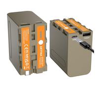 AKTTKA 2 Pezzi NP-F960 Batterie Ricaricabili 8890mAh per Sony NP-F970 NP-F550 F570 F750 F770 F930 F950 F960 - Ricarica Rapida USB-C & Uscita USB-A per Fotocamera, Videocamera, Luci LED, Monitor