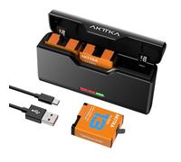 AKTTKA 3 Pezzi Batterie di Ricambio per GoPro Hero 13 Black/Enduro: 3×2400mAh + Caricabatterie USB-C 3 Canali, Set per GoPro 13, 100% Compatibile per GoPro Hero 13 Batteria