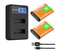 AKTTKA Batteria ricaricabile per fotocamera NP-BX1 da 1380 mAh (set di 2) e caricatore doppio con ingresso Type-C e display LCD, compatibile con Sony ZV-1, DSC-HX80, HX90V, HX95, RX1, RX100, FDR-X3000