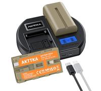 AKTTKA Batterie NP-F550 3000mAh Doppio Pack + Caricabatterie Rapido PD18W Doppio per Sony NP-F550/570/530/750/330, con Display LCD e Compatibilità DSLR/Mirrorless