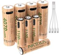 AKTTKA Batterie Ricaricabili al Litio AA e AAA 1,5 V, 4× AA 4070 mWh + 4× AAA 1100 mWh, Ricarica 5V/2A, Ricarica Diretta USB-C con Cavo 1-a-4, per Telecomando, Bilancia, Termometro, Controller