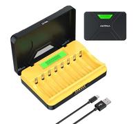 AKTTKA Caricabatterie a 8 Slot per Batterie Ricaricabili al Litio AA/AAA da 1,5 V con Display LCD, Monitoraggio Indipendente degli Slot, Ingresso USB-C 5 V/2 A, Ricarica Rapida e Protezione Multipla