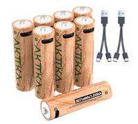 AKTTKA Confezione da 8 batterie al Litio AA Ricaricabili Direttamente con Cavo Type-C, 3071 mWh/1,5 V Tensione costante, 2047 mAh per Giocattoli, Telecomandi, Fotocamere, Console di Gioco