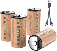 AKTTKA CR123A 4-Pack Baterie Ricaricabili al Litio, 2100 mWh (600 mAh), Porta di Ricarica USB-C, Compatibili con Torce, Dispositivi Medici, Telecamere di Sicurezza, Sistemi di Allarme e Punteri Laser