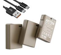 AKTTKA EN-EL14 1680mAh Batterie(Confezione da 3) con Cavo di Ricarica USB-C 2-in-1 per Nikon D3100/D3200/D3300/D3400/D3500/P7000/P7100/P7200/P7700/P7800/Df