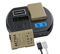 AKTTKA EN-EL14 Batterie 1680mAh 2-Pack & Caricatore Doppio Slot PD10W Rotondo per Nikon D3100/D3300/D3500/D5100/D5300/D5500/D5600/P7100/P7200/P7800/Df, Display LCD & Compatibilità DSLR/Senza Specchio