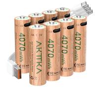 AKTTKA Pile AA Ricaricabili 4070 mWh, Set da 8, 1,5V Lithium, LR6, R6