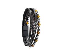 Aktully Vulcanicx, braccialetto con perline in pietra naturale, braccialetto per il benessere e il sollievo della menopausa, braccialetto di perline in pelle nera, regalo per donne e uomini, 7.8in