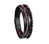 Aktully Vulcanicx, braccialetto con perline in pietra naturale, braccialetto per il benessere e il sollievo della menopausa, braccialetto di perline in pelle nera, regalo per donne e uomini, 7.8in