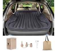 AKUDY Materasso ad aria SUV con pompa elettrica integrata per viaggi e campeggio, letto auto autogonfiante per bagagliaio, materassino portatile per camion posteriore nero con cuscino