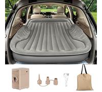 AKUDY Materasso ad aria SUV con pompa elettrica integrata per viaggi e campeggio, letto auto autogonfiante per bagagliaio, materassino portatile per camion posteriore grigio con cuscino