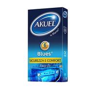 Akuel Blues, Profilattici Resistenti e Sottili, Easy-FIt, 6 Pezzi