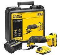Stanley FATMAX - Utensile multifunzione rotante senza fili, 18 V, ioni di litio 8000-18000 osc/min con 1 valigetta 2 batterie 2 Ah 1 caricatore gamma FATMAX V20 SFMCE500D2K-QW